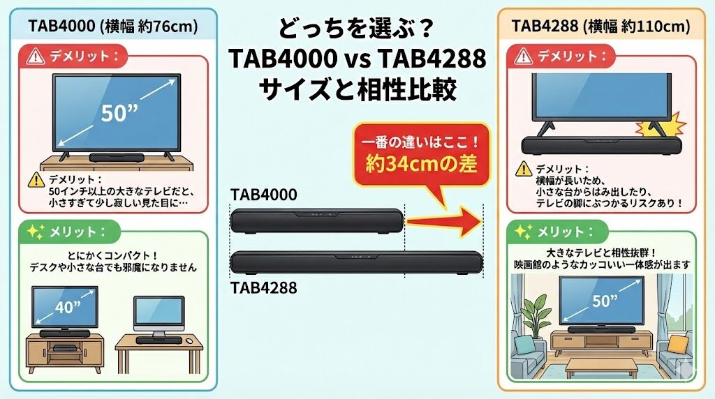 フィリップス　TAB4000　TAB4288　サイズ　違いのガイド