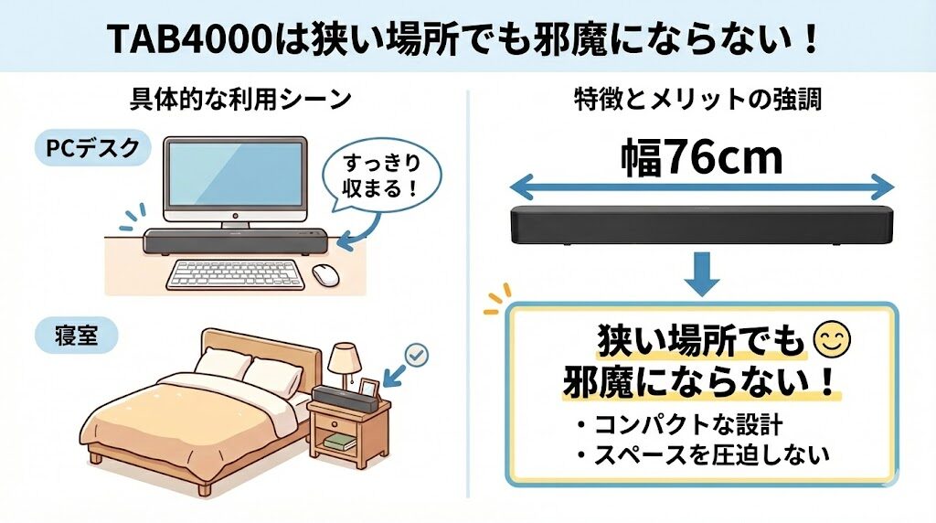 TAB4000｜PCデスクや寝室で手軽に音を良くしたい人