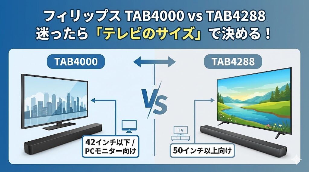 フィリップスTAB4000かTAB4288、迷ったら「テレビのサイズ」で決める