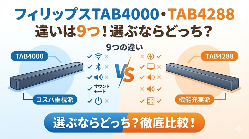 フィリップス　TAB4000　TAB4288　違い　比較