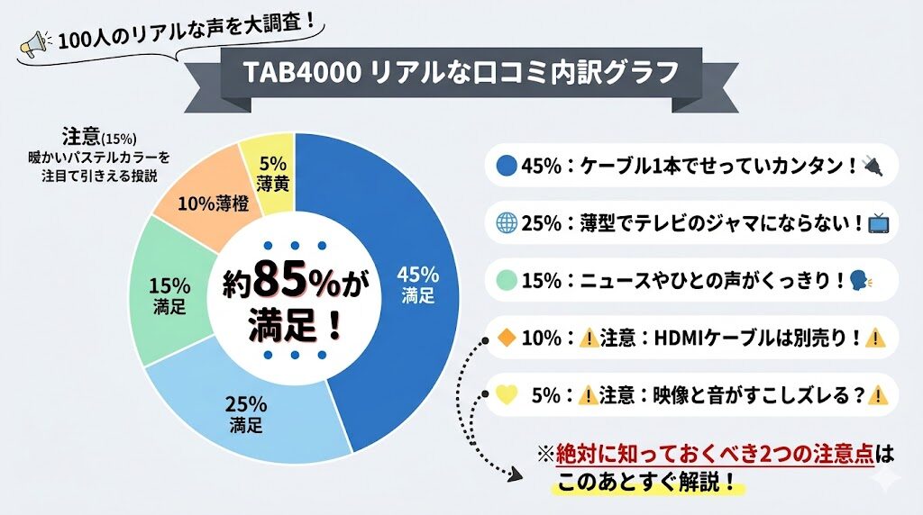 【独自集計】フィリップスTAB4000の口コミ100件を調査!
