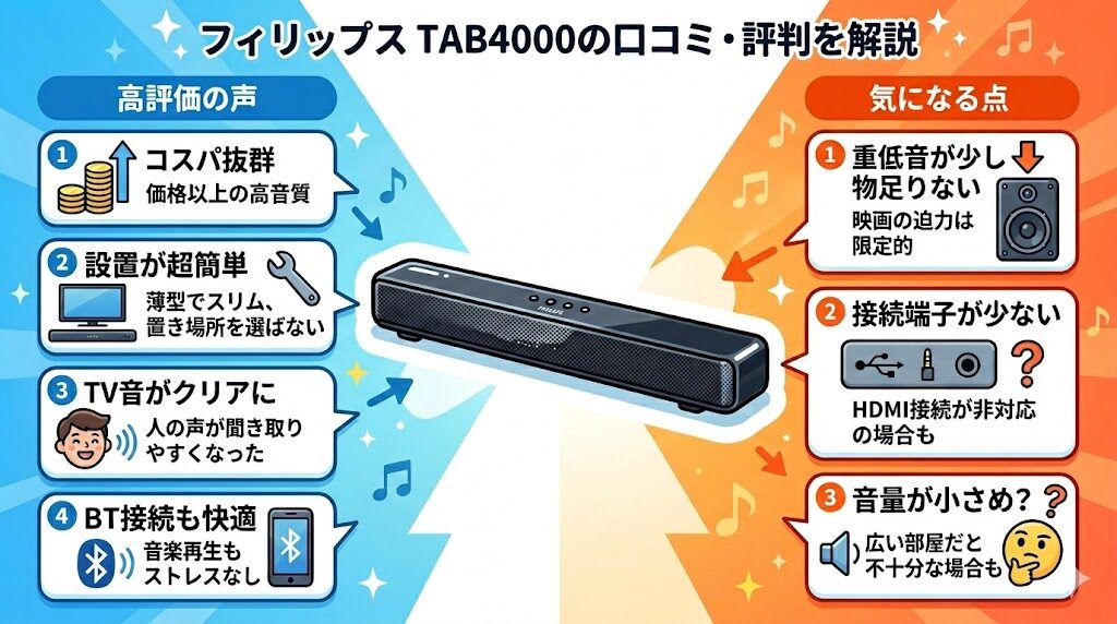フィリップスTAB4000の口コミや評判を解説したアイキャッチ画像