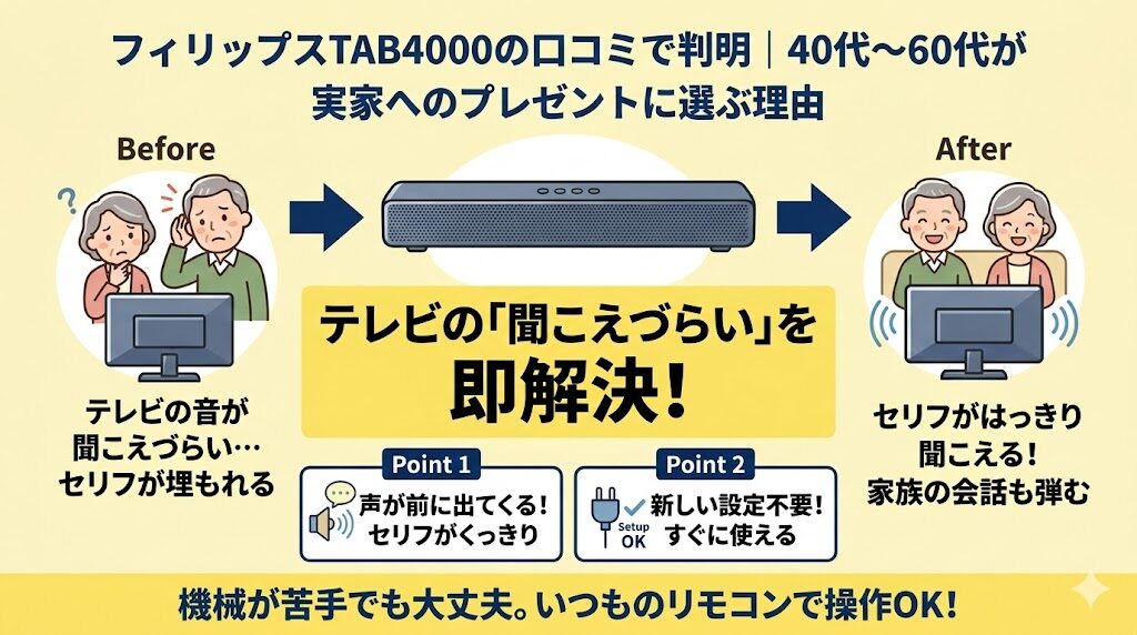 フィリップスTAB4000の口コミで判明｜30代〜50代が実家へのプレゼントに選ぶ理由