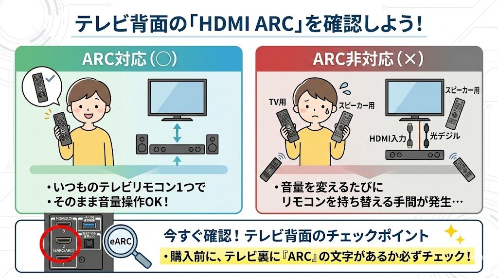 フィリップスTAB4000　テレビに「HDMI ARC端子」があるか必ず確認する