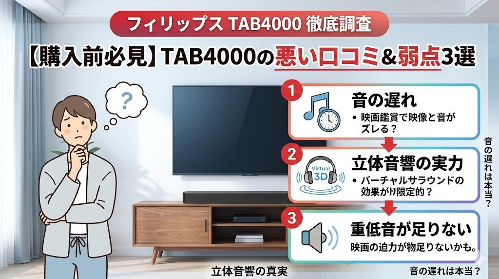 フィリップスTAB4000の悪い口コミ