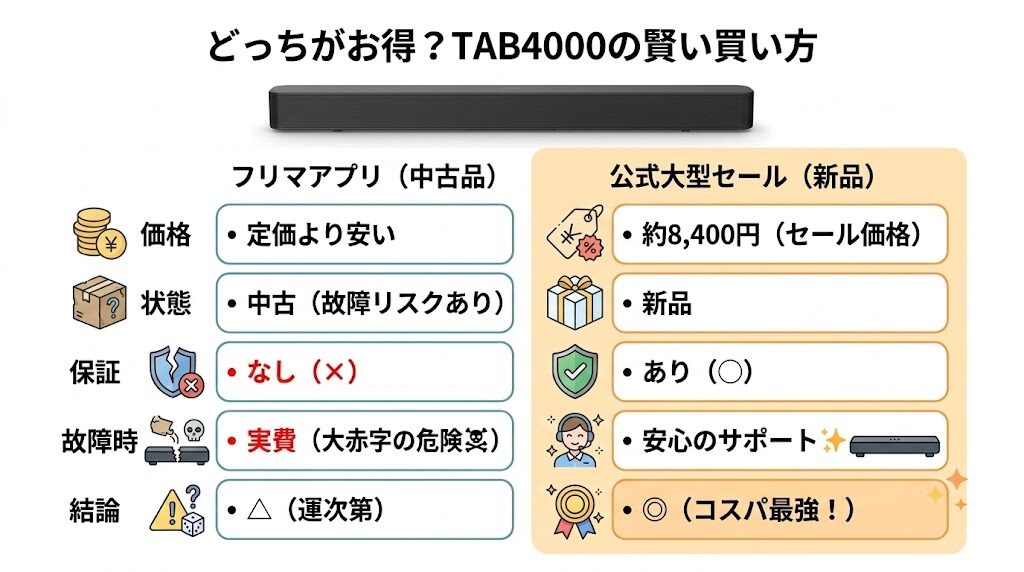 フィリップス　TAB4000中古品はNG！保証付きの新品セール品を狙おう