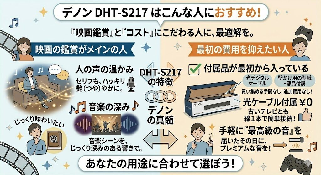 デノン DHT-S217・S218の違いは4個!あなたにピッタリなのはどっち?