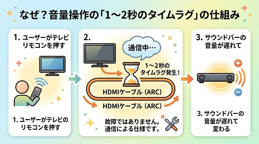 音量操作に1〜2秒のタイムラグが発生する仕組み