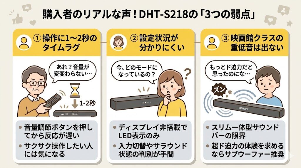 デノン DHT-S218の口コミ・評判で判明した3つのデメリット