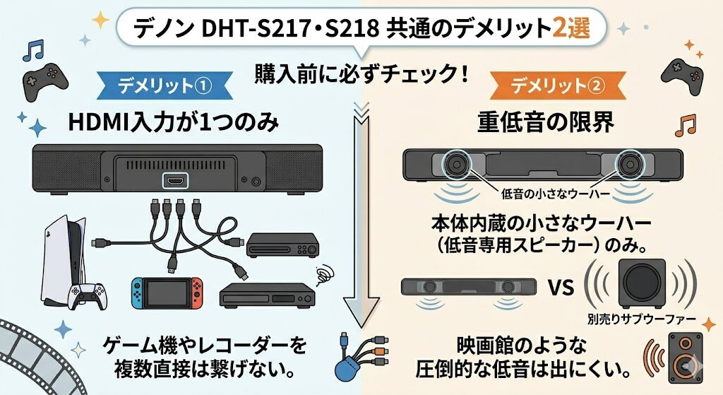 デノン DHT-S217 DHT-S218 比較 デメリット