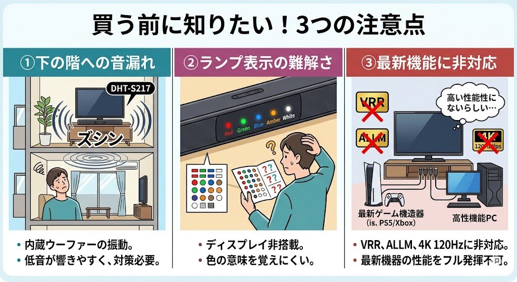 【ここは注意】デノンDHT-S217の悪い口コミとデメリット