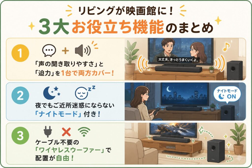 口コミで判明｜フィリップスTAB5309がリビングの映画・ゲーム用に選ばれる理由