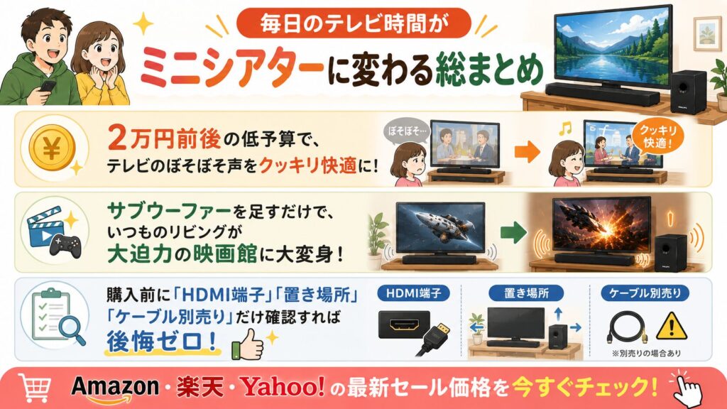 フィリップスTAB5309の口コミ総合評価｜テレビ音を手軽に底上げしたい人におすすめ