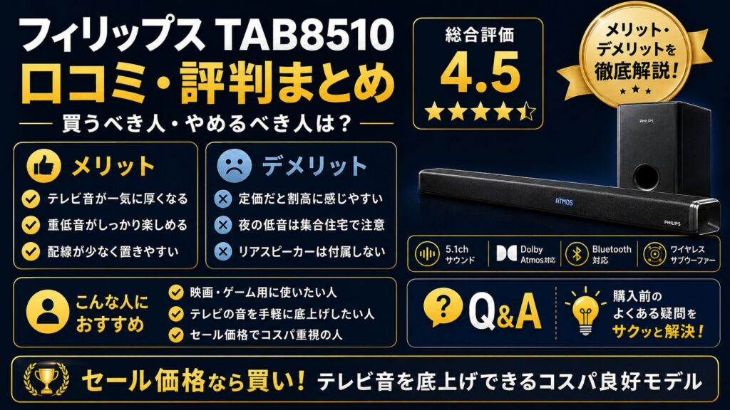 フィリップスTAB8510の口コミ・評判まとめ！おすすめする人・しない人の違い
